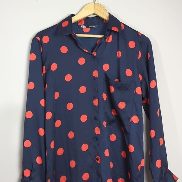 Zara polkadot blouse black and red size xs - Picture 4 of 5